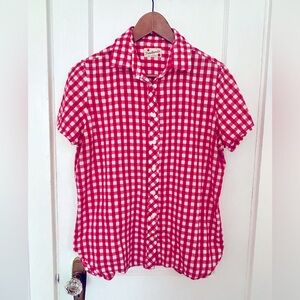 Tradlands Jones Street Gingham Red Short Sleeve Shirt Size Large